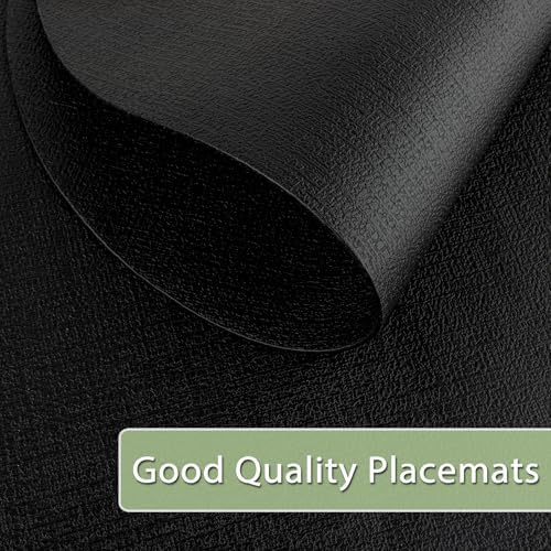 Faux Leather Oval Placemats Set of 6, Black