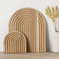 Chunful 2pcs Arch Cutting Board Boho Shelf Decor, Wood Color, Acacia
