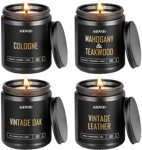 AOOVOO Scented Candles for Men - 4 Pack Candles for Home Scented
