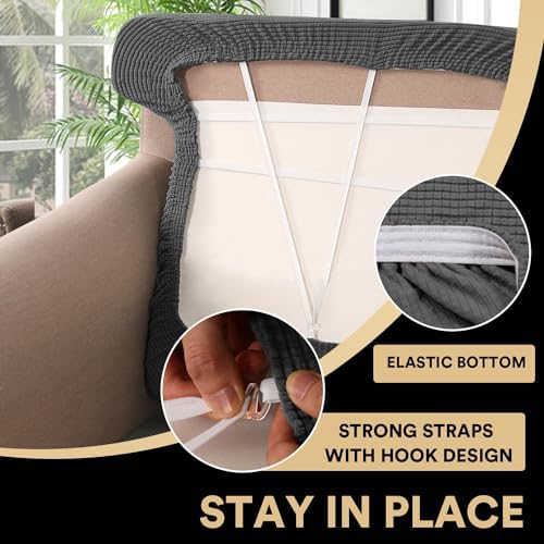 PrinceDeco Stretch T Cushion Sofa Slipcovers 3 Piece,Pets Friendly,Gray