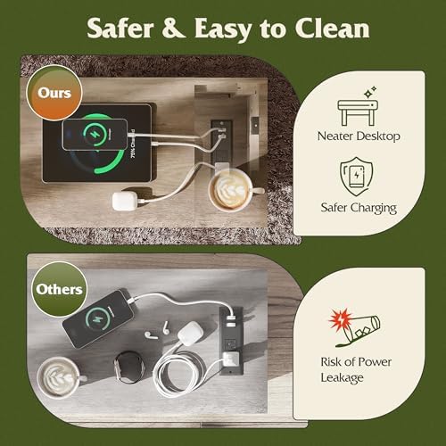 WLIVE End Tables for Living Room & Bedroom w/Charging, Narrow Nightstand