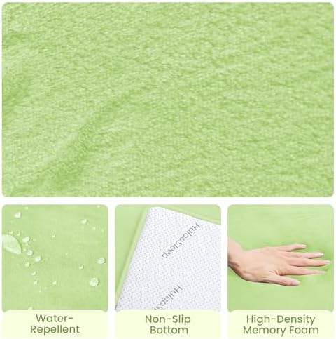 Huloo Sleep Baby Play Mat for Floor,1.3" Thick Elasti-Foam 50"×50" Playpen Mat for Tummy Time,Water Repellent Soft Coral Velvet for Toddler,Infant,Kids,Non-Slip Backing Safe for Crawling(Light Green)