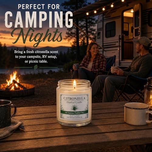Citronella Candles Outdoor - 6 Pack Soy Wax Citronella Candles