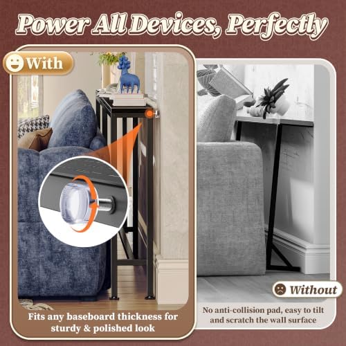 Huuger 70.8 Inch Console Table, Skinny Sofa Table with Charging Station
