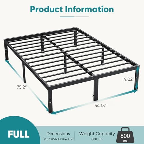 DUMOS Full Bed Frames, 14 Inch Height Metal Platform Bed Frame