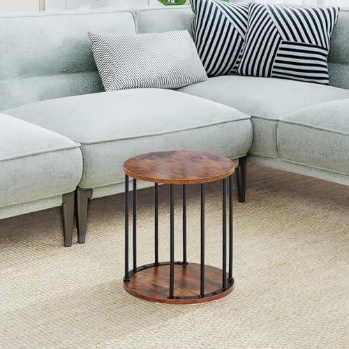 HDANI Small Round Wooden Step Stool for Kids Adults, 300lbs Load Capacity Garden Stool, Non-Slip Small Stool for Plant Stand, Kitchen, Bathroom and Bedroom,Brown