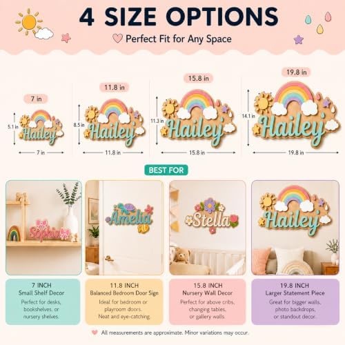 Personalized Name Sign for Nursery, Custom Wooden Kids Room Door Wall Sign