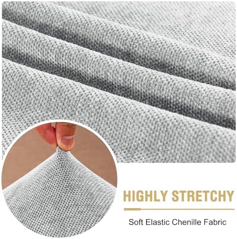 H.VERSAILTEX Stretch Mixed-Color Chenille Couch Cover Furniture Protector Seat Cushion Sofa Cover Non-Slip Couch Covers for Sofa Pets with Elastic Bottom (2 Piece Loveseat Cushion Covers, Dove)