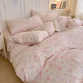 LifeTB Vintage Floral Duvet Cover Set King, Pink Flower Coquette Duvet Cover Muslin Cotton Gauze Bedding Set, Cottagecore Flower Botanical Comforter Cover, Aesthetic Floral Lightweight Bedding Set