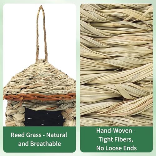GUTE Hummingbird Houses 2Pcs Hand Woven Grass Hanging Bird Nest