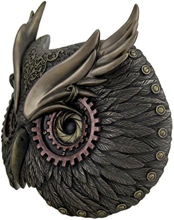 Veronese Design Resin Decorative Plaques Metallic Bronze Steampunk Owl Head Wall Mask 8.5 X 6.75 X 3.5 Inches