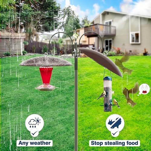 13" Bird Feeder Dome, Hummingbird Feeder Rain Guard, Bird Feeder Cover,Baffle for Bird Feeder Pole,Smart Birds Feeder's Umbrella(Brown), 1 Pack