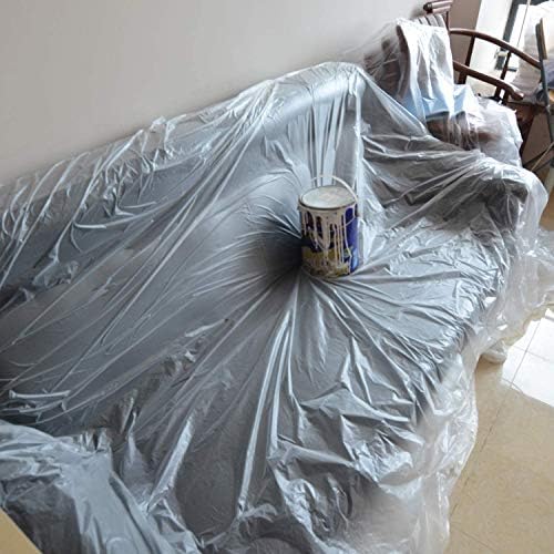 10 Piece Painter Plastic Drop Cloths Sheet,Waterproof Anti-dust Cover,9x12 Feet Disposable Tarp for Painting for Couch/Furniture Cover (Pack of 2)