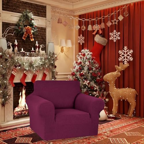 KEKUOU Stretch Chair Sofa Slipcover, Single Couch Cover,Wine