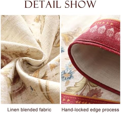 patdrea Designer Farmhouse Linen Extra Long Table Runner,Rustic Cottage Mauve with Rooster and Floral Pattern Fabric Table Mat,Decoration for Kitchen Dining Christmas New Year Banquet, 12"*118"