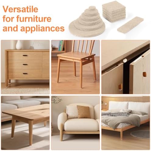 Felt Furniture Pads 300 Pieces, Furniture Pads for Hardwood Floors Beige
