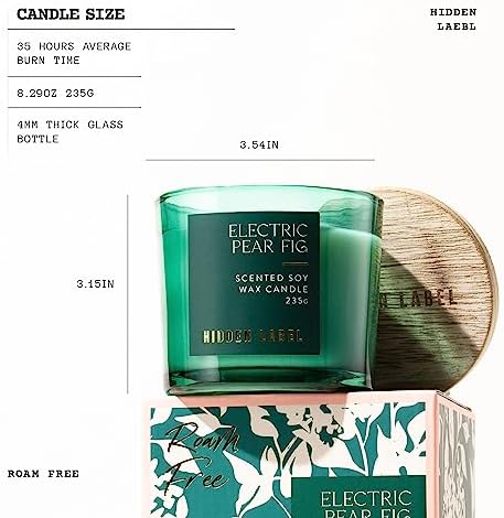 Hidden Label Electric Pear Fig Candle, 8.3oz, 45H Aromatherapy