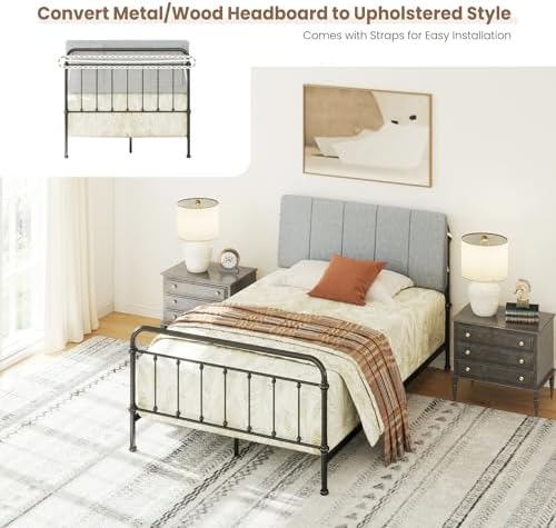 Twin Size Headboard Only-No Assembly Required, Light Gray