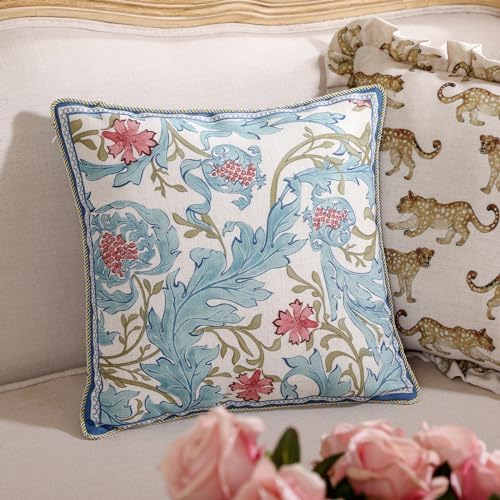 patdrea Designer Vintage Blue Throw Pillow Cover,18"x18",Set of 2