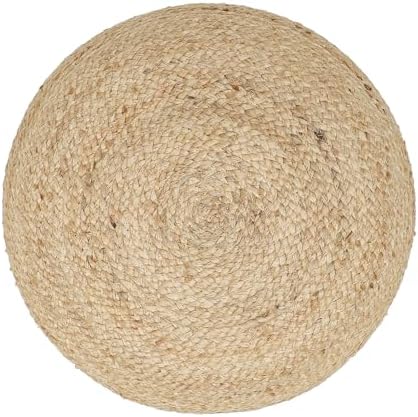 · REDEARTH · Jute Pouf Ottoman - Circular Boho Foot Stool - Jute Natural