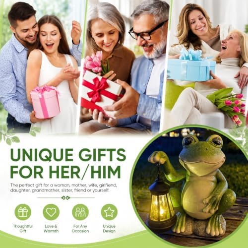 YODY Solar Garden Statues Outdoor Decor Frog with Lantern