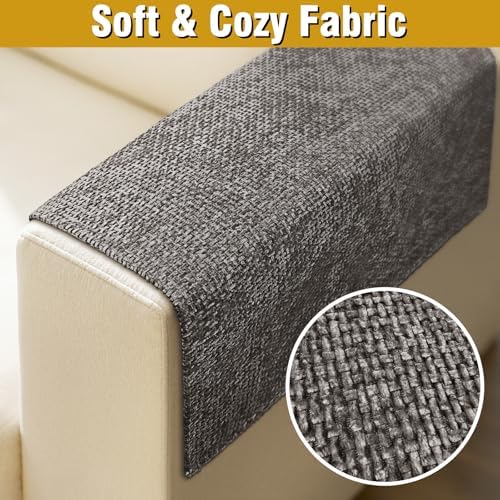 Couch Arm Covers, Sofa Arm Covers, Waterproof Armrest Cover for Sofa, Armchair, Loveseat, Non-Slip Recliner Arm Cover, Headrest Cover, Arm Chair Covers Set of 2 (Chocolate, 24"×20")