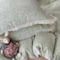 Floral Ruffled Duvet Cover Queen Size 3 Pcs Set,90"×90" Bedding