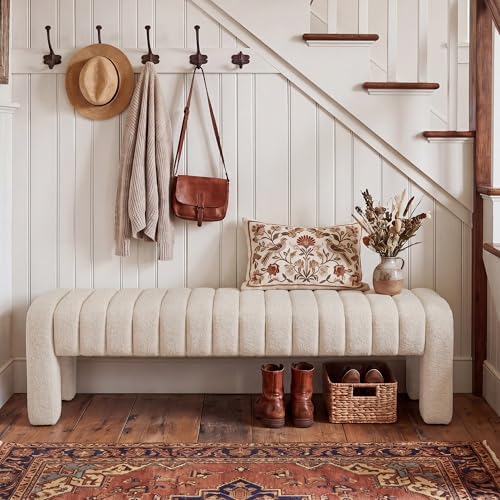 63" End of Bed Bench, Upholstered Bench for Bedroom end of Bed