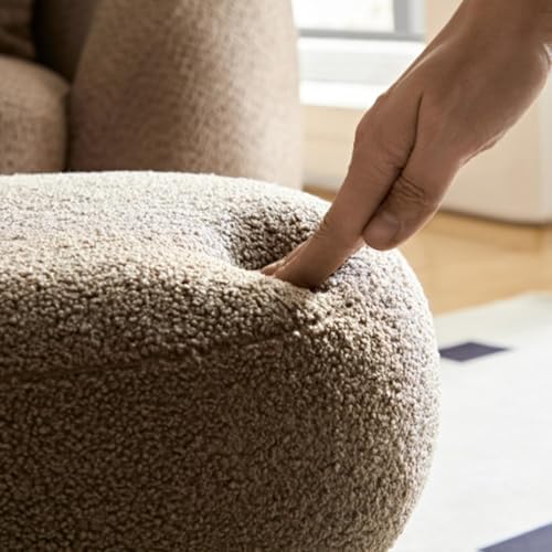 Teddy Ottoman Footrest Stool, Round Upholstered Vanity Stool for Bedroom