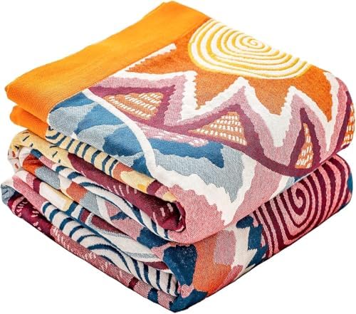 Embroider Sun Boho Throw Blanket for Bed Couch,90"×98"