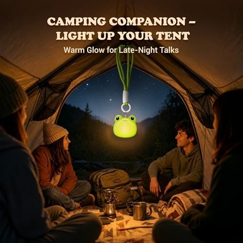 UNEEDE Mini Frog Night Light with Lanyard, 8 Color Changing Rechargeable