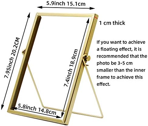 AceList Gold Picture Frame, 4 x 6 in Metal Floating Frame with Glass