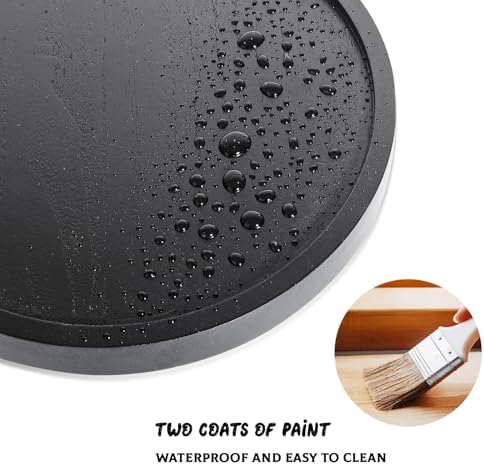 Round Decorative Tray Wood Bathroom Counter Organizer Farmhouse Kitchen Decor Wooden Riser for Soap Dish, Perfume, Candle, Sponge, 12" - Black