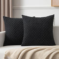 Kevin Textile Soft Corduroy 16x16 Inch Pillow Covers 2 Pack, Black