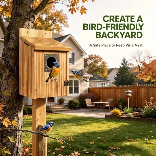 2 Pack Bird Houses for Outside, 1-1/2" Entrance Cedar Birdhouse