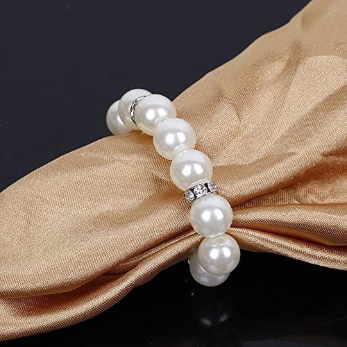 ZiDeTang 20Pcs Pearl Rhinestones Napkin Ring for Table Decoration Serviette Holder Party Decoration A