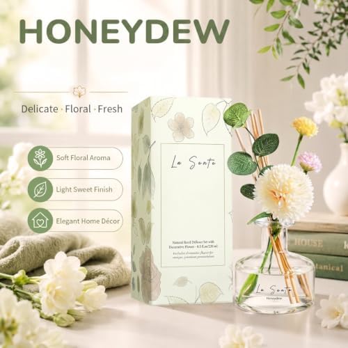 Reed Diffuser Set, Honeydew Scent, 8.5 fl oz/ 250ml