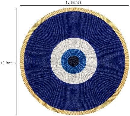 COTTON CRAFT Evil Eye Beaded Placemats - Set of 2 Charger Table Mats