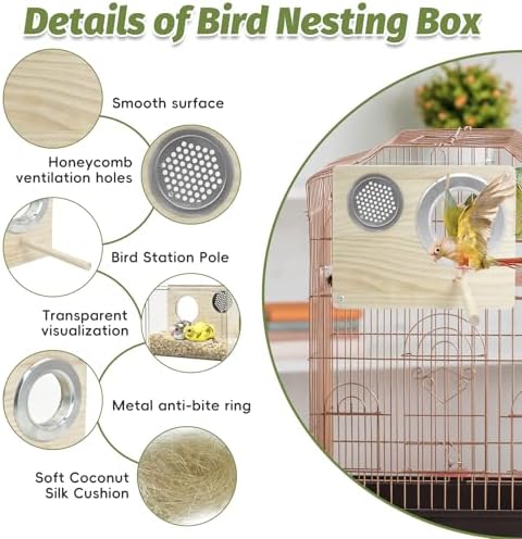 PINVNBY Parakeet Nesting Box Budgie Breeding Box Bird Nest for Cage
