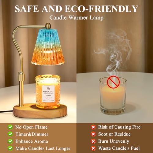 seenlast Blue Red Candle Warmer Lamp with Timer Dimmer Adjustable Height,Mothers Day Gifts,Electric Wax Warmer Vintage Home Decor for Scented Jar Candles,Birthday Gifts for Women