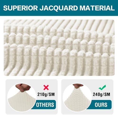 Turquoize Stretch Armrest Covers for Chairs and Sofas Couch Arm Covers for Sofa Spandex Jacquard Armrest Cover Anti-Slip Furniture Protector Armchair Slipcovers for Recliner Set of 4, Cream