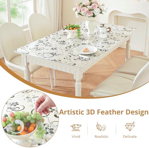 LovePads Floral Table Cover Protector 40 x 60 Inch, 1.5mm Thick Plastic Mat