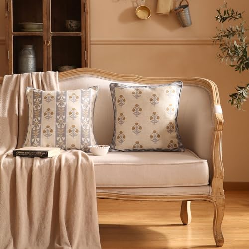patdrea Designer French Vintage Throw Pillow Cover,18"x18",Set of 2
