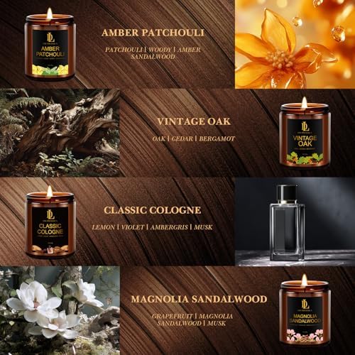 8 Pack Candles for Home Scented, Scented Candles Gifts Set for Women Men, 56 oz Soy Candle Set, Scents of Teakwood/Smoke Vanilla/Cologne/Coffee/Patchouli/Oak/Sandalwood/Cupcake