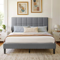 Marsail Upholstered Queen Bed Frame with Headboard, Modern Bed Frame, Gray