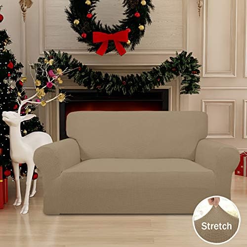 Easy-Going Stretch Loveseat Couch Covers Washable Tan