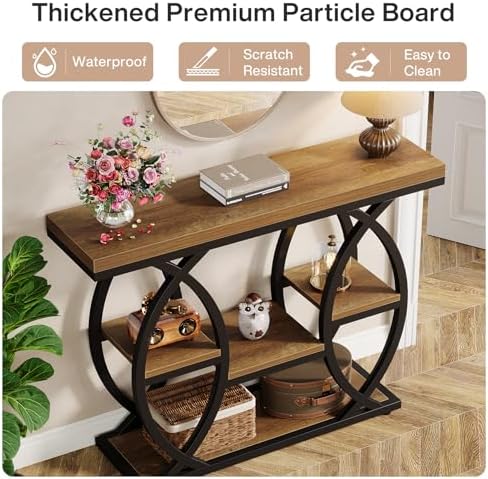 Tribesigns 39.4" Console Table, 4-Tier Sofa Table, Accent Tables, Brown