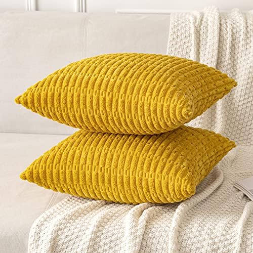 MIULEE Decorative Throw Pillow Covers 20x20 Mustard Yellow Pack of 2