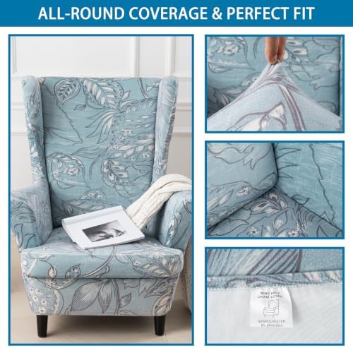 HZDHCLH Wingback Chair Slipcovers 2 Piece Velvet Stretch Washable Cover