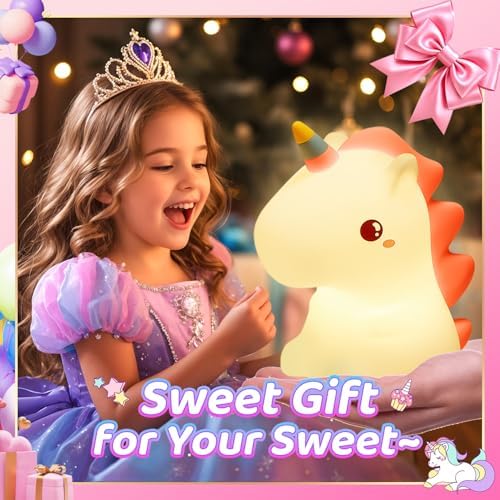 Unicorn Toys Night Light, 16 Colors Night Light Kids, Silicone Gilrs Toys